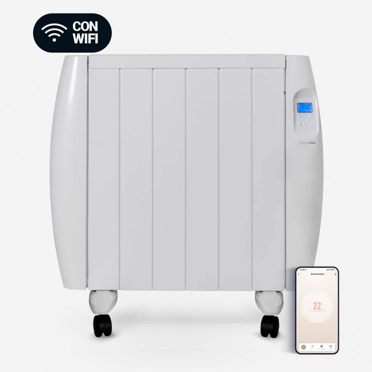 Emisor térmico Saona 5015W Universal Blue 1500W 6 elementos WiFi blanco