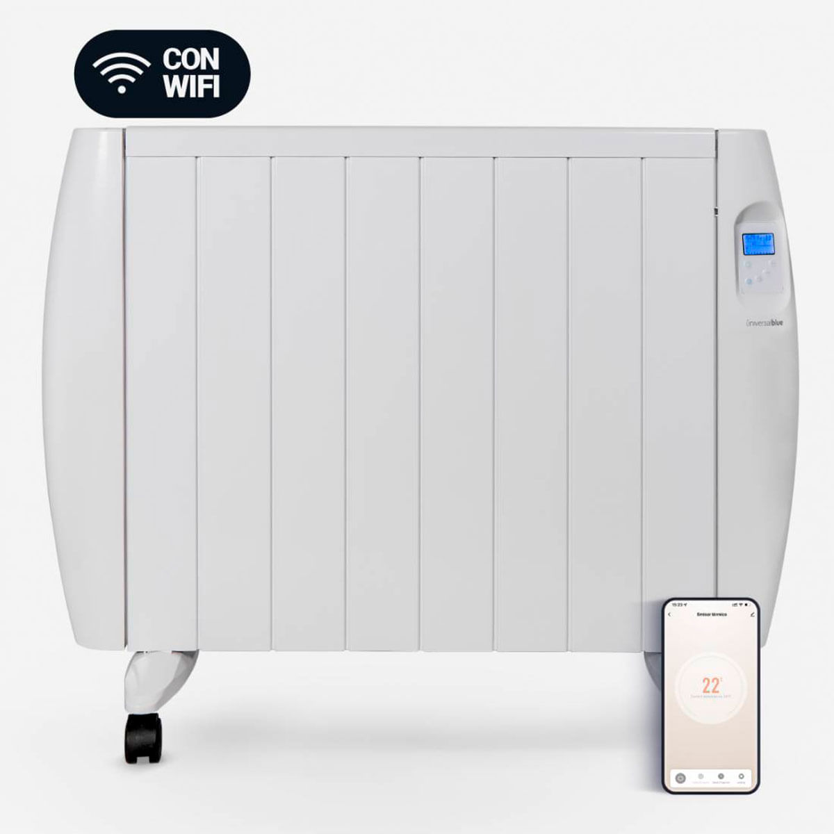 Emisor térmico Saona 5020W Universal Blue 2000W 8 elementos WiFi blanco