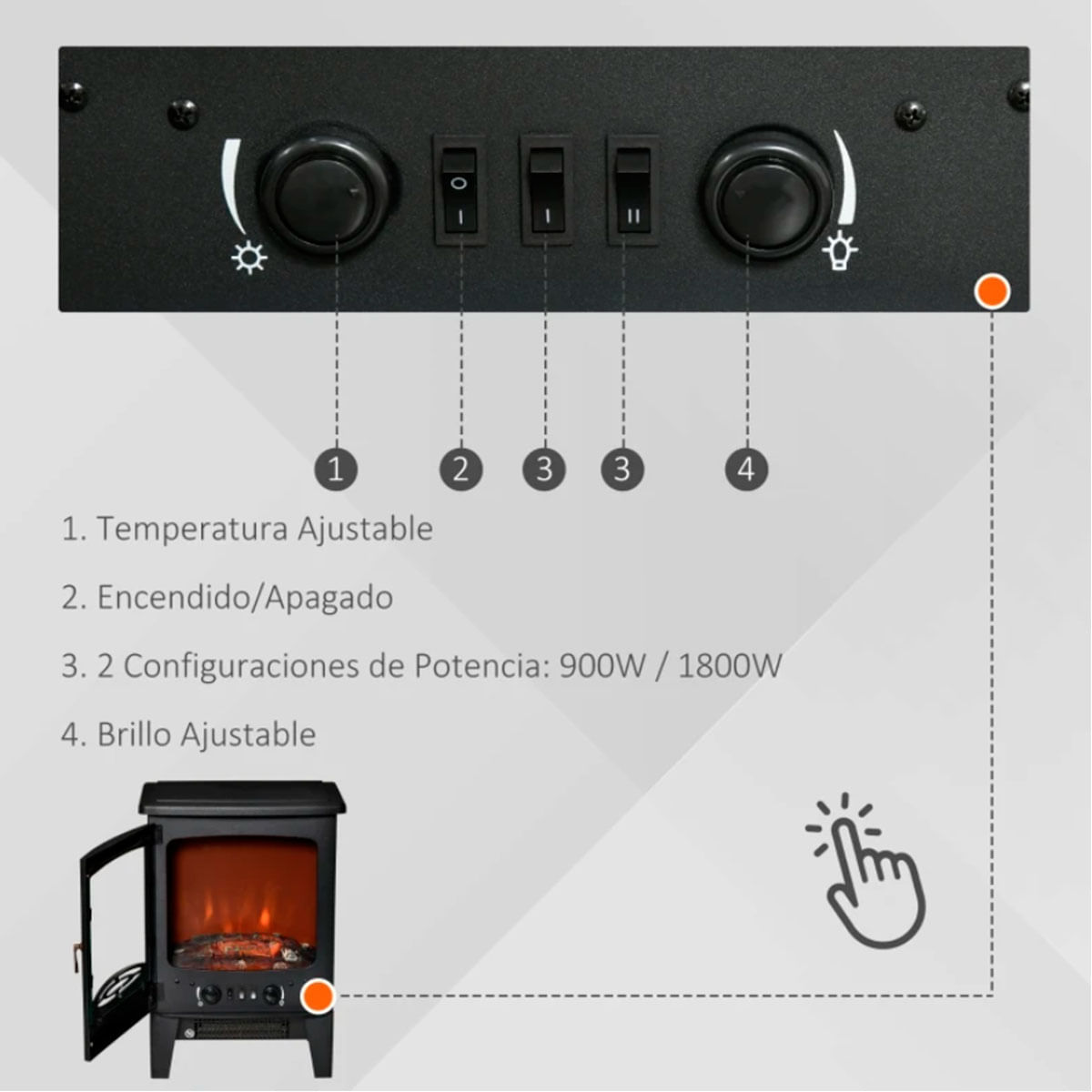 chimenea-electrica-homcom-botones