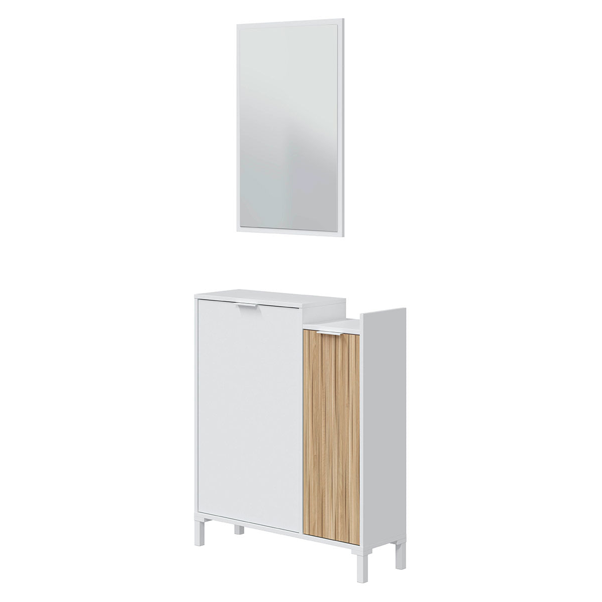 Mueble recibidor Ethna con espejo blanco Artik/natural 91x77x25 cm 2