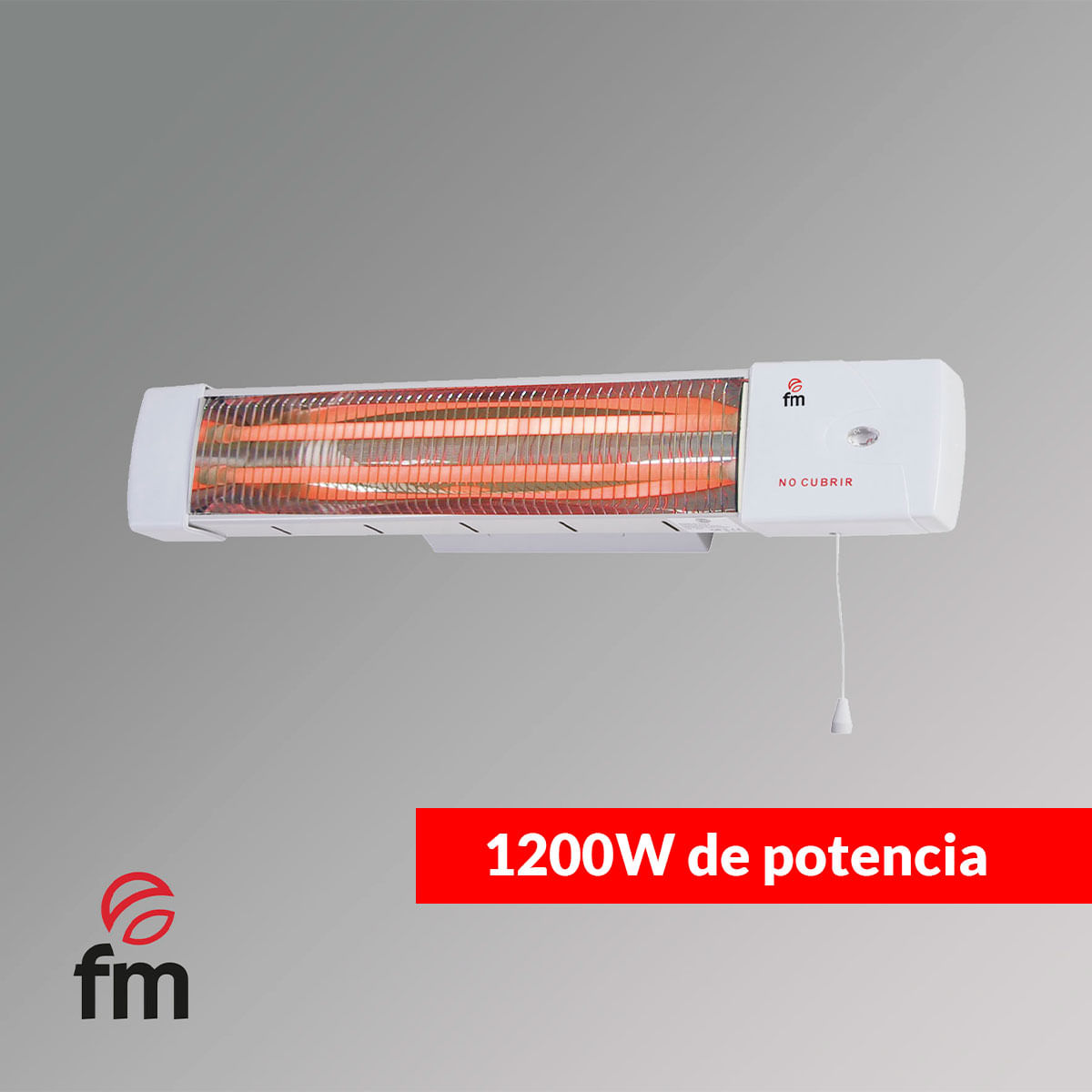 Estufa de cuarzo FM 1502-C 1200W instalación en pared blanco 2