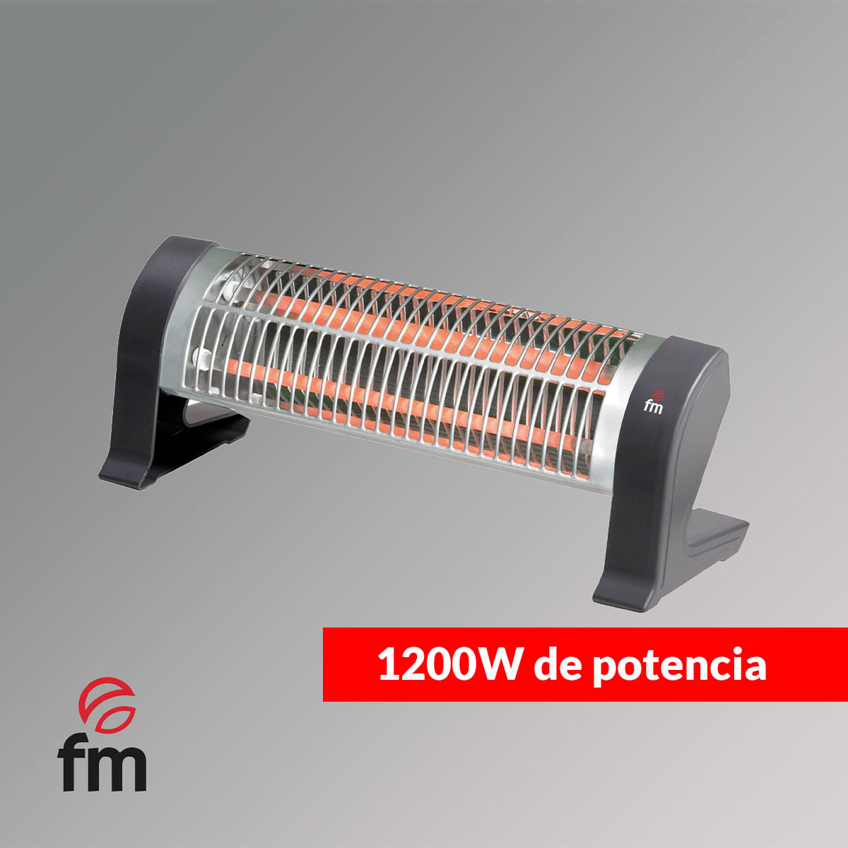 Estufa de cuarzo FM 2302-C 1200W soporte sobre patas negro 2