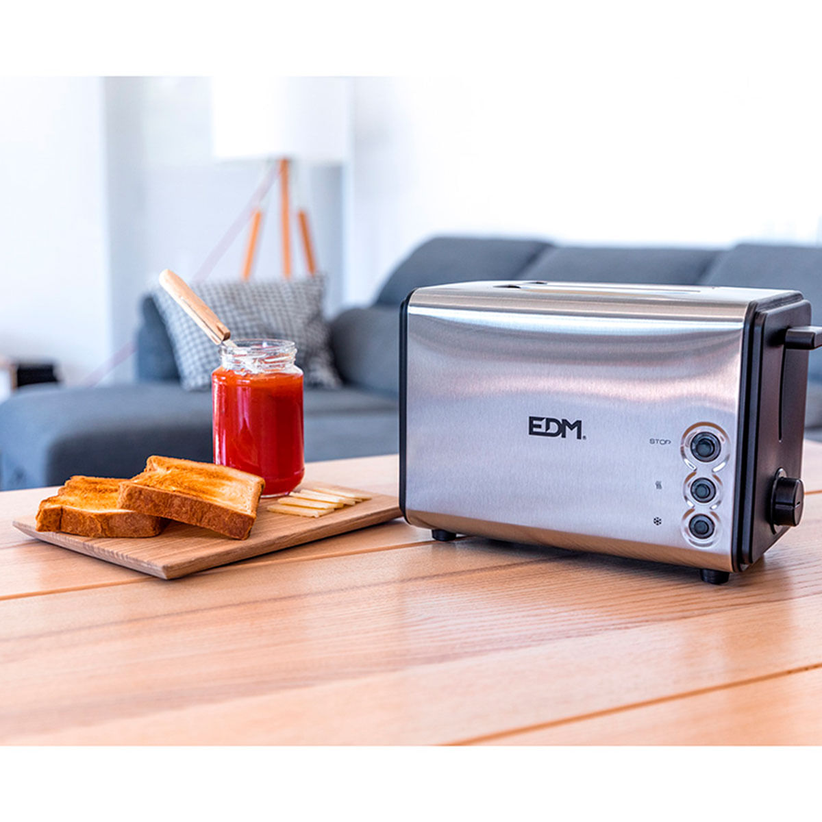 Tostador EDM 850W doble ranura 5 niveles inox 5