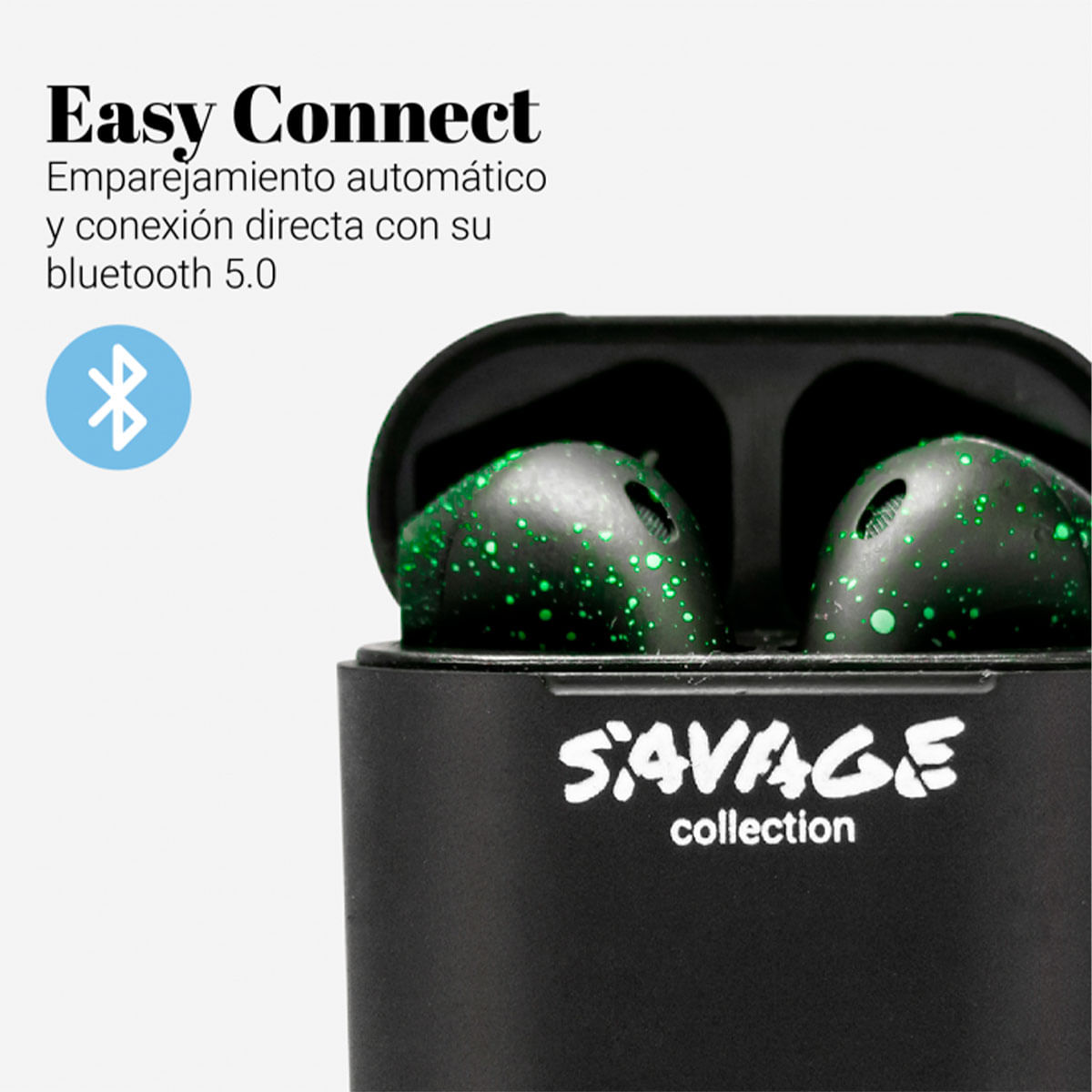 Auriculares inalámbricos Savage Hit Sound 3001/SV Universal blue Bluetooth 5.0 estuche de carga negro 3