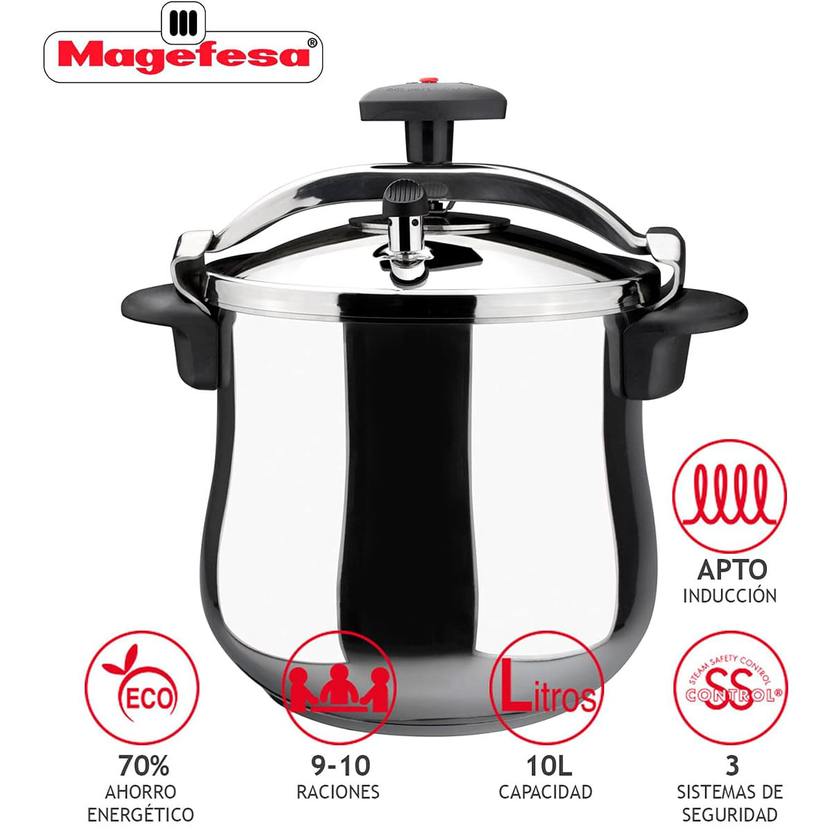 Olla a presión Star Magefesa 10L base Full Induction acero inox 7