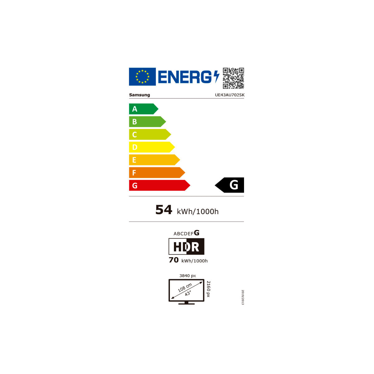 Televisor Smart TV Samsung AU7025 43'' 4K UHD LED Crystal Processor WiFi Tizen G negro eficiencia-energetica