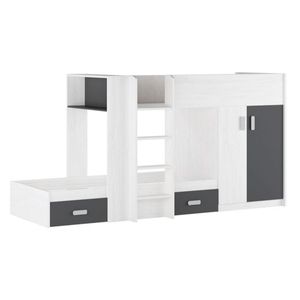 Cama tren Donald 2 camas + 2 cajones + armario 150,6x278,5x99,6 cm