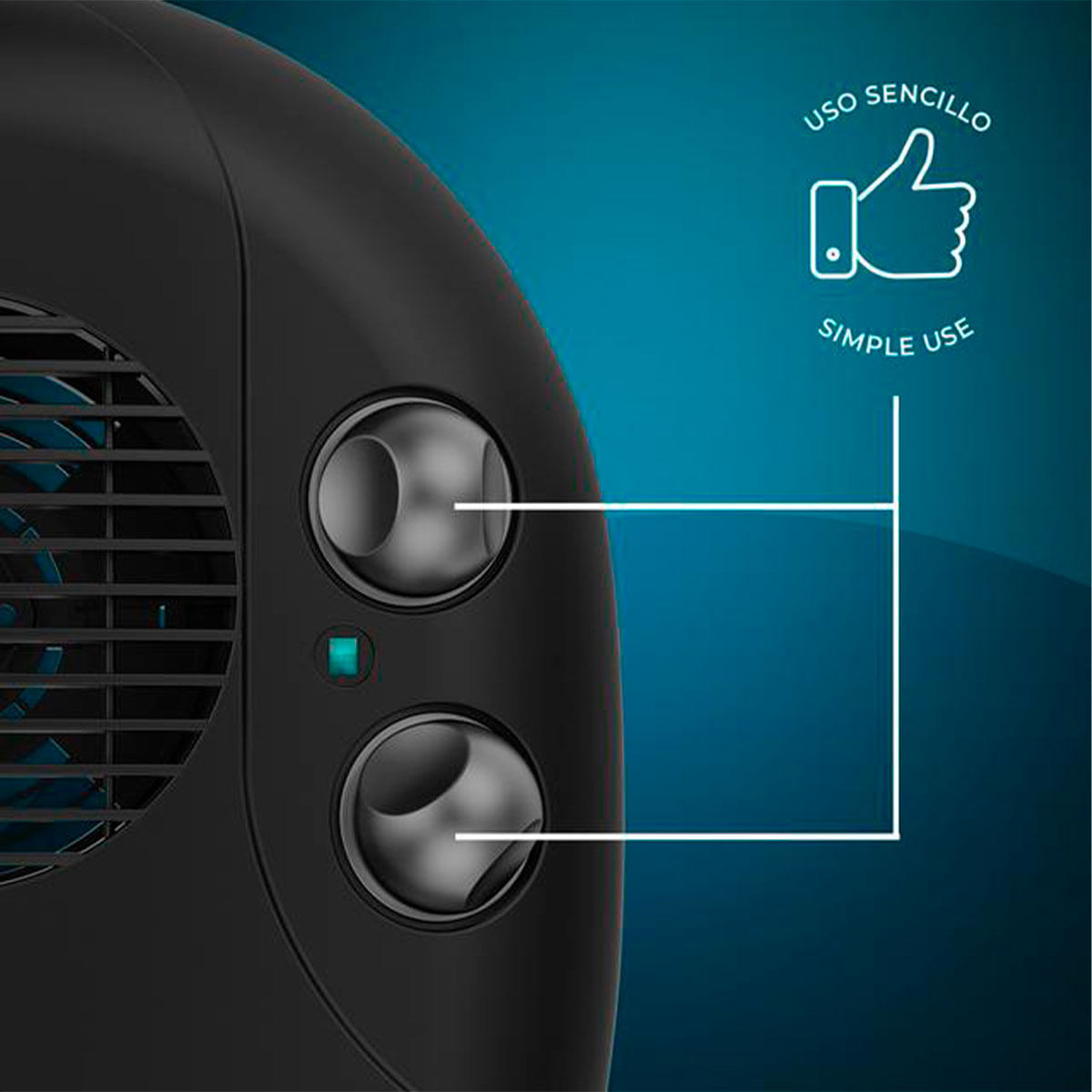 Calefactor ventilador Cecotec ReadyWarm 2000 Max Horizon Black 2000W diseño horizontal negro 4