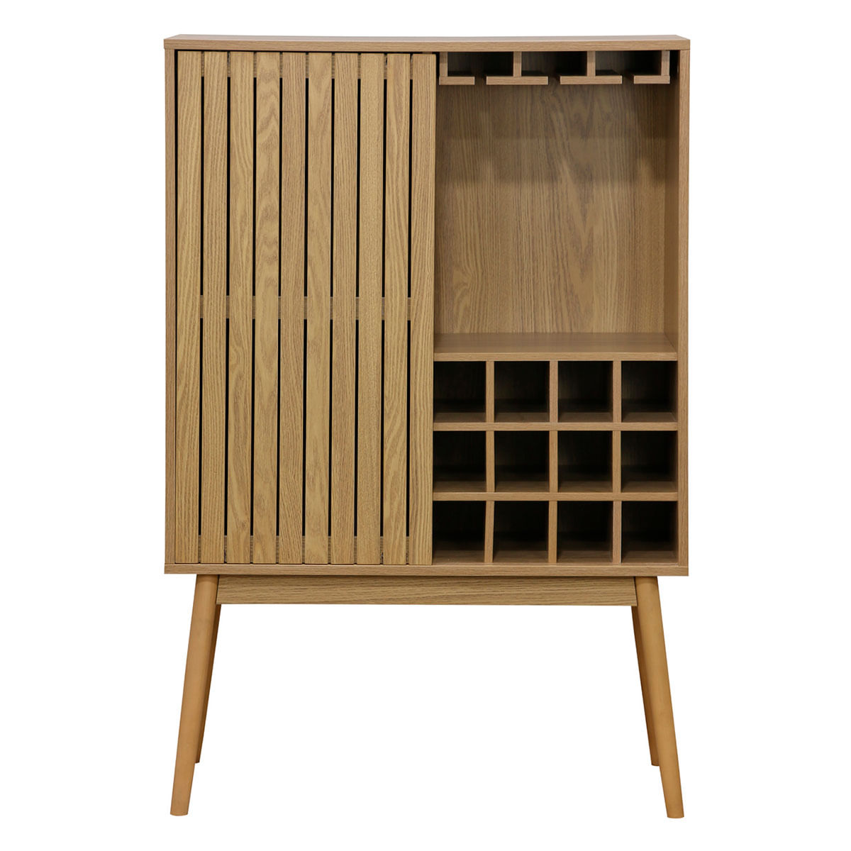 Mueble botellero Trend 1 puerta 12 botellas + colgador de copas madera 120x80x40 cm 3