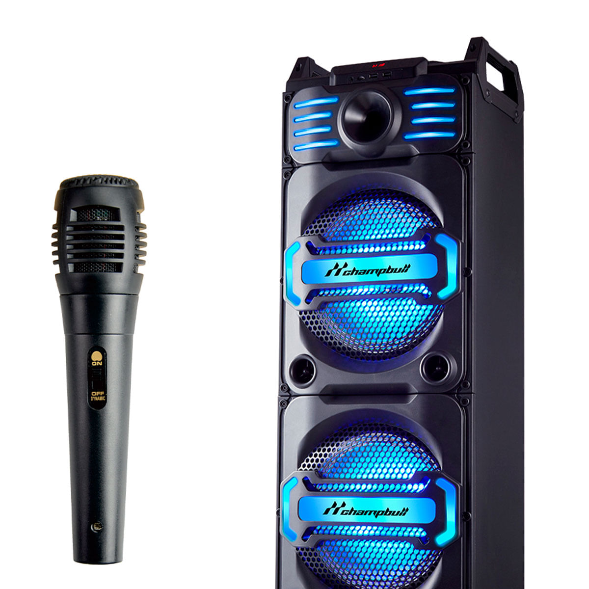 Altavoz portátil Champbull DM61 30W luces LED con micrófono negro 3
