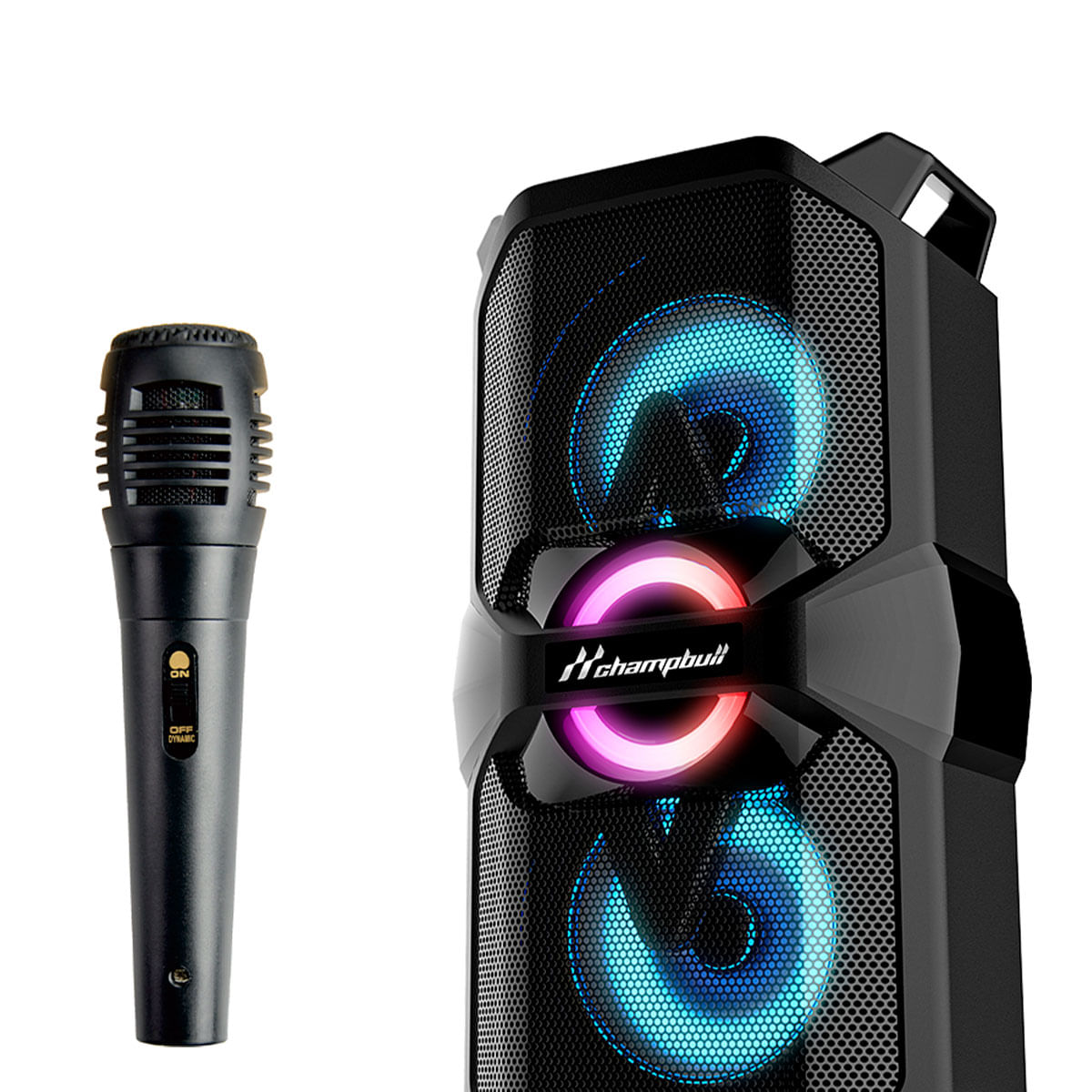Altavoz portátil Champbull D601 20W luces LED con micrófono negro 3