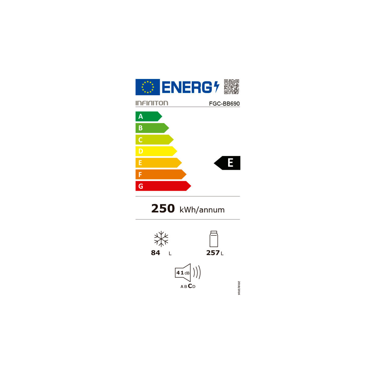 Frigorífico combi Infiniton FGC-BB690 Total No Frost 341L Ambilight design E blanco 193,7 cm eficiencia-energetica