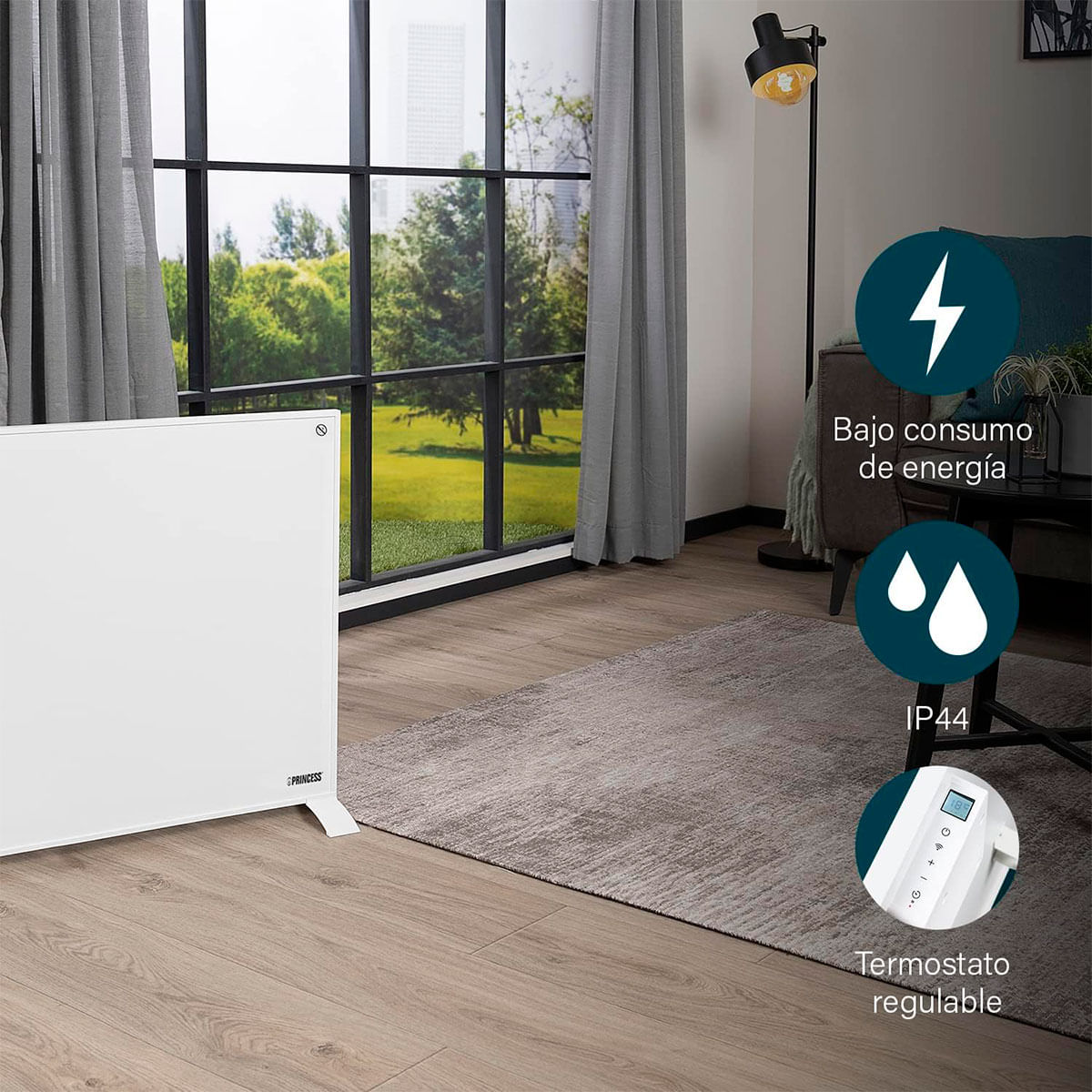 Emisor térmico por infrarrojos Princess 348035 350W WiFi control por voz blanco 5