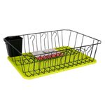 Escurreplatos Privelege con bandeja y recipiente para cubiertos verde 13x45x35 cm