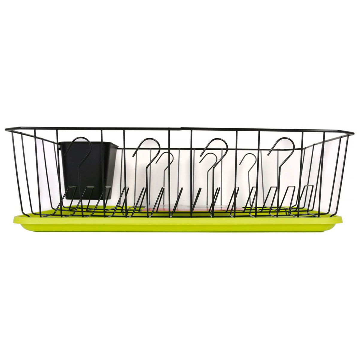 Escurreplatos Privelege con bandeja y recipiente para cubiertos verde 13x45x35 cm 3