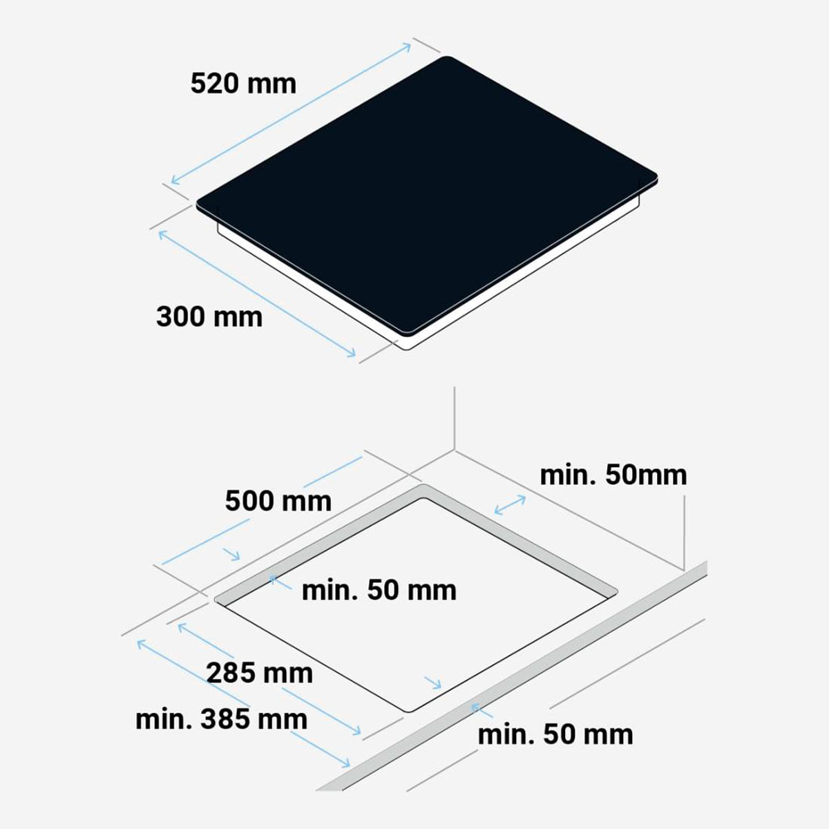 Placa vitrocerámica Vega 6030B Universal Blue 3000W 2 zonas negro 30 cm medidas