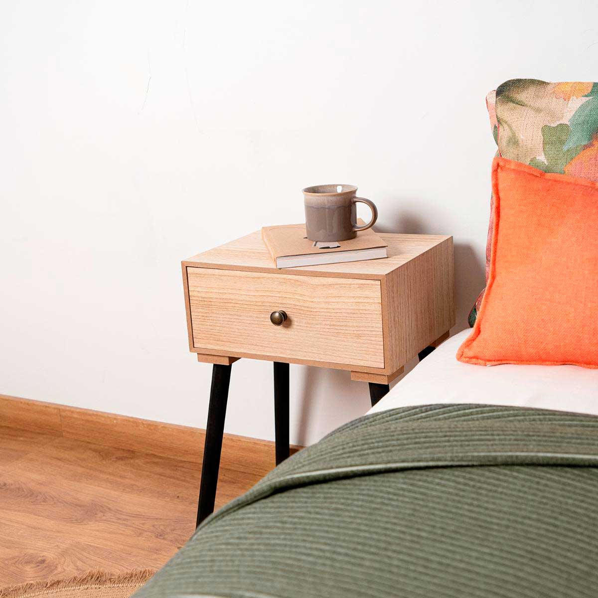 Mesita de noche MOA Vinthera 1 cajón madera 50x35x26 cm 4