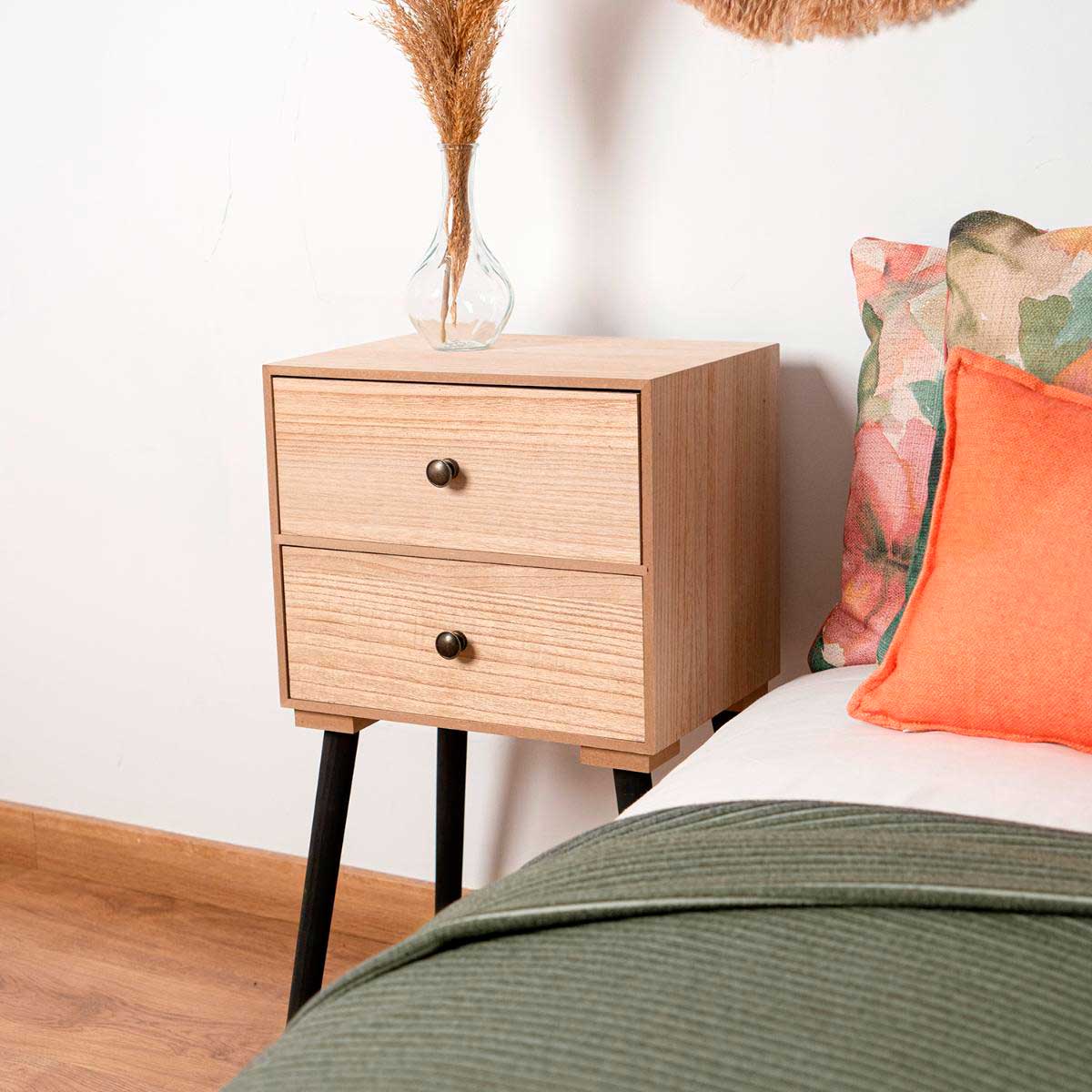 Mesita de noche MOA Vinthera 2 cajones madera 64,5x35x26 cm 4