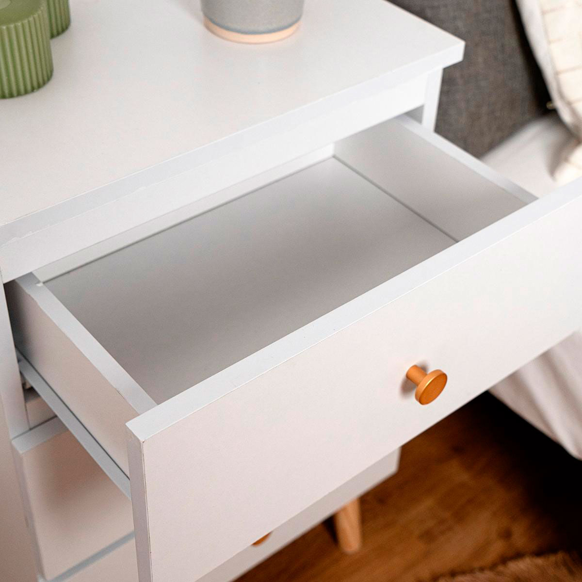 Mesita de noche MOA Vinthera 2 cajones blanco/madera 62,5x40x30 cm 5