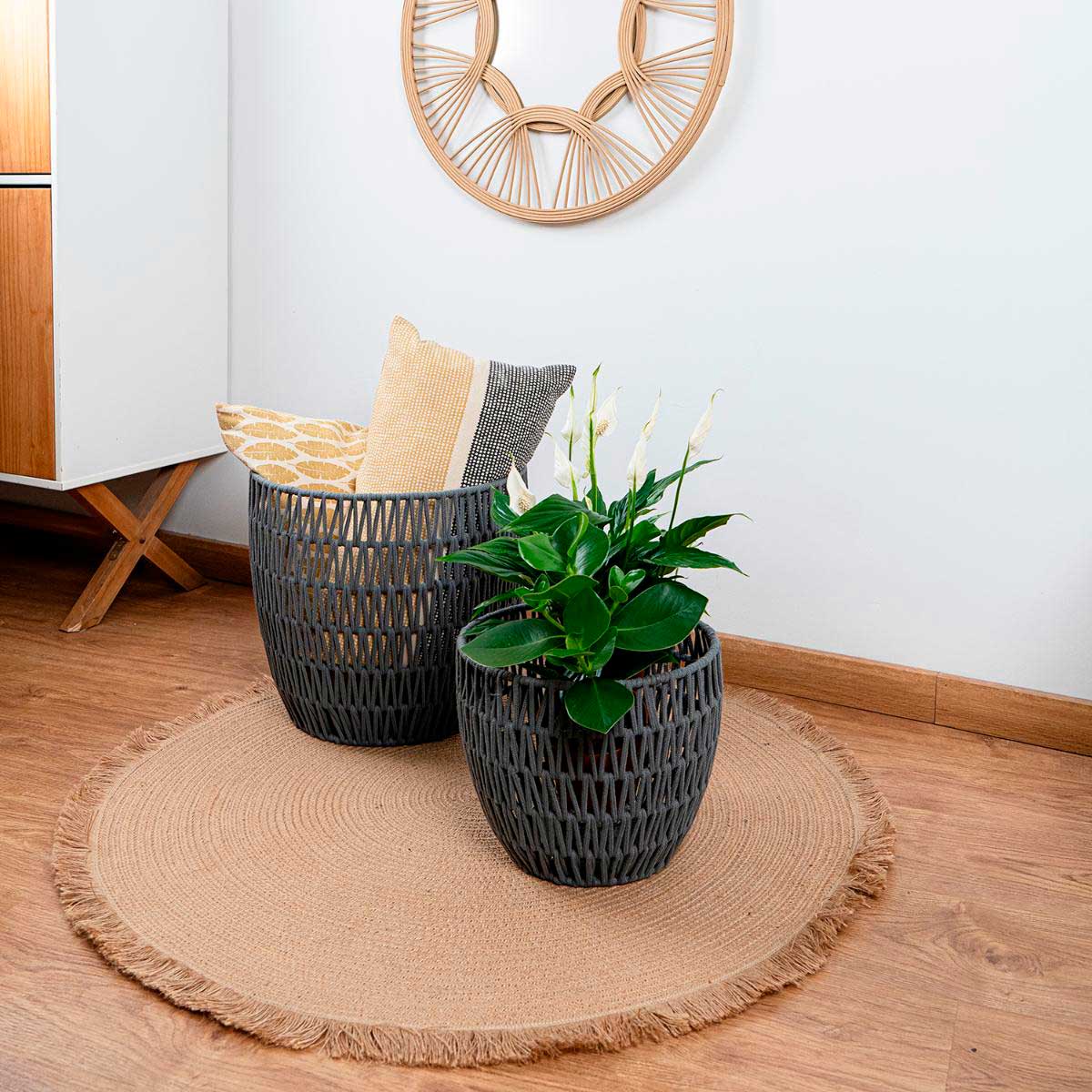 Alfombra MOA Vinthera yute con flecos natural Ø100 cm 3