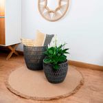 Alfombra MOA Vinthera yute con flecos natural Ø100 cm 3
