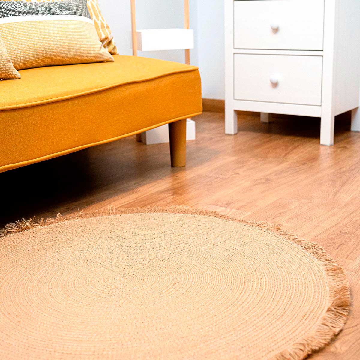 Alfombra MOA Vinthera yute con flecos natural Ø100 cm 4