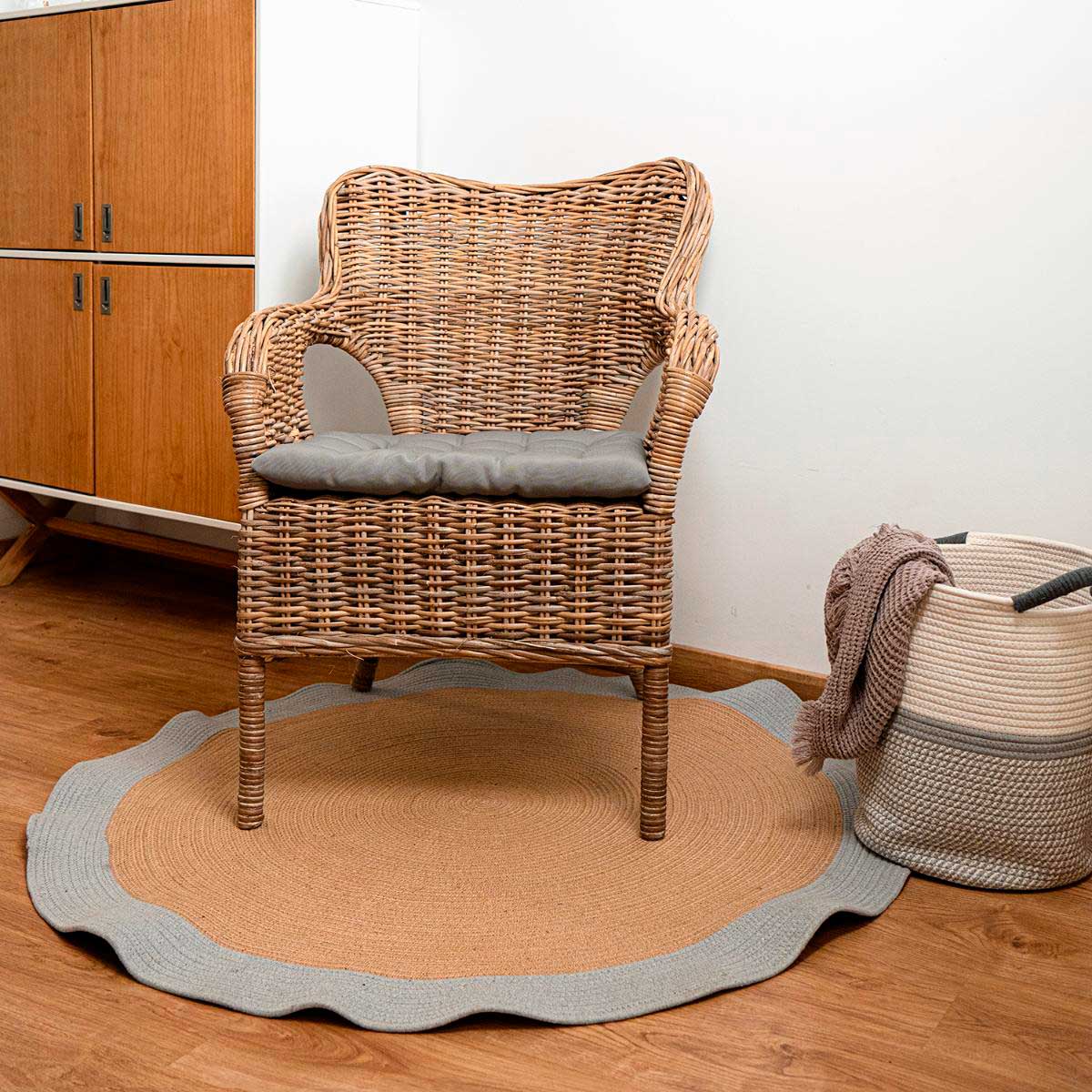 Alfombra MOA Vinthera yute ocre/gris Ø120 cm 2