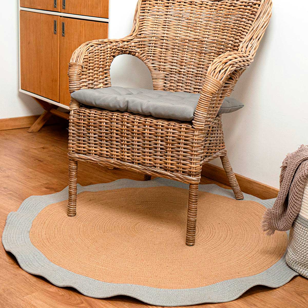 Alfombra MOA Vinthera yute ocre/gris Ø120 cm 3