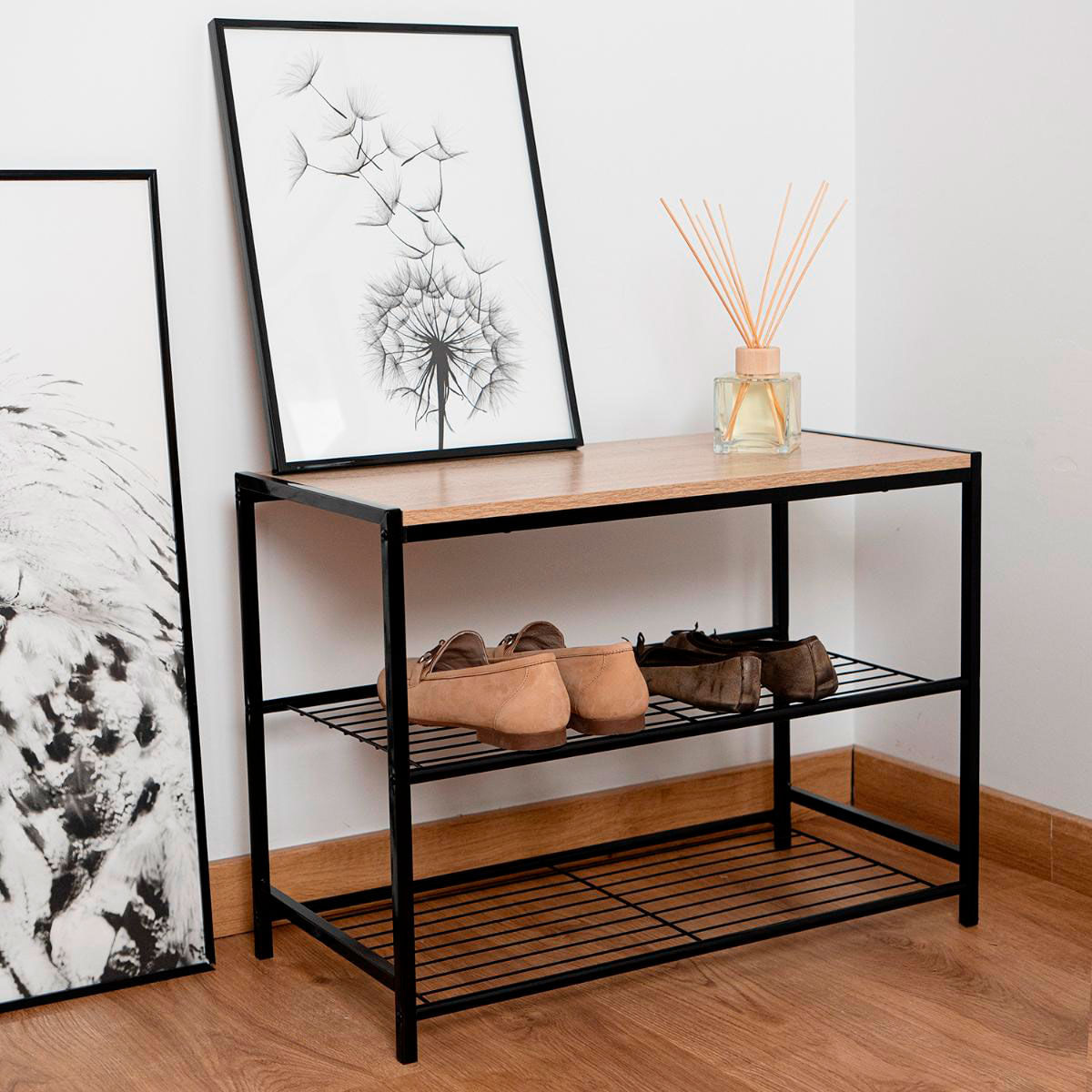 Mueble auxiliar MOA Vinthera 3 estantes negro/madera 44,5x60x30 cm 3