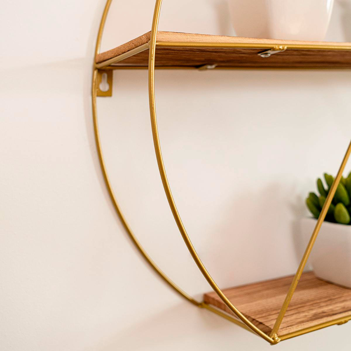 Estantería de pared MOA Vinthera forma circular natural/dorado 40x50x12 cm 3