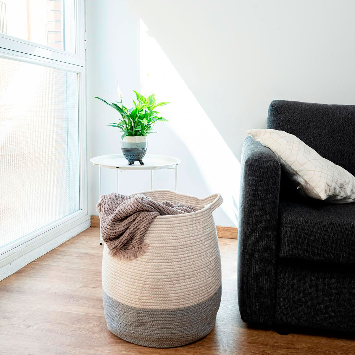 Cesta multiusos MOA Vinthera blanco/gris Ø40x45 cm 2