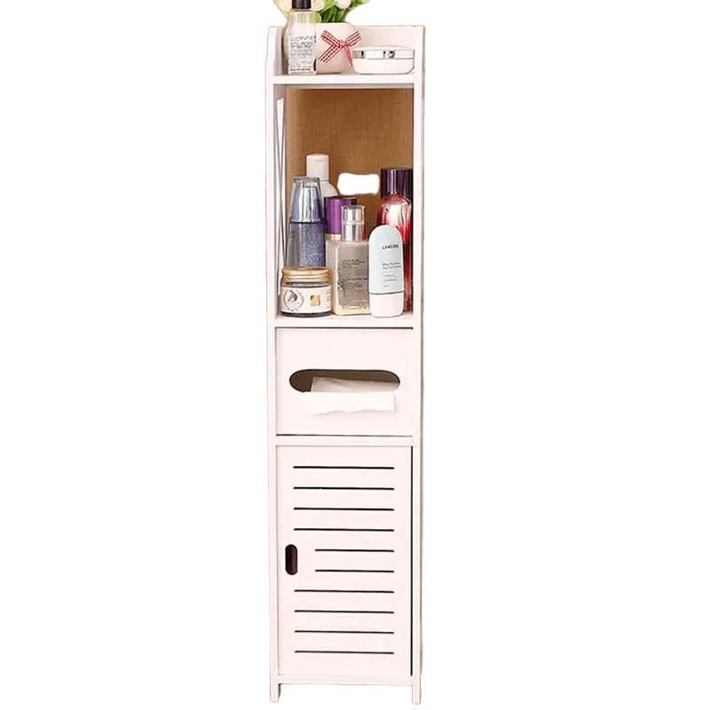 Armario de baño auxiliar 4 niveles blanco 80x20x18 cm