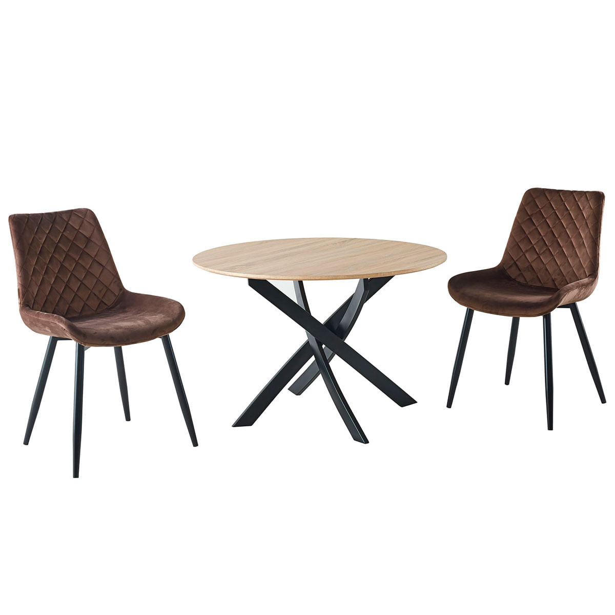 Mesa de comedor Zen forma circular roble/negro Ø100x75 cm 2