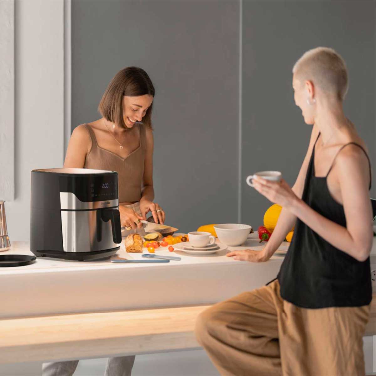 Freidora de aire Air Crispy 6006B Universal Blue 1600W 6,5L con accesorios negro/inox 7