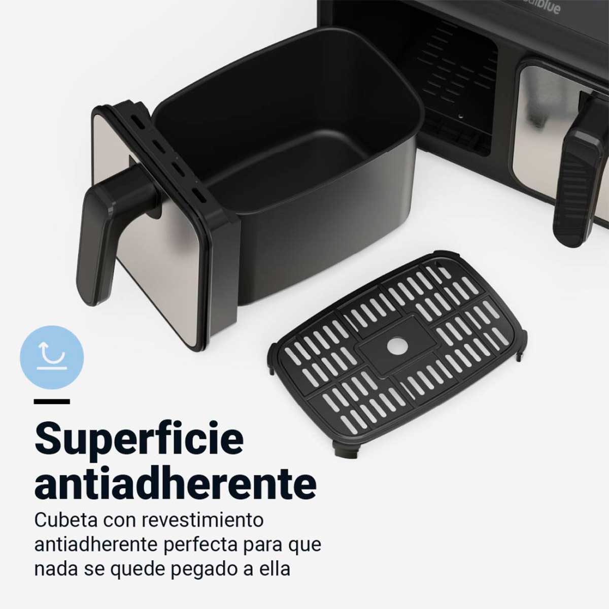 Freidora de aire Air Crispy 6008DB Universal Blue 2200W 8L 2 cubetas negro/inox 4