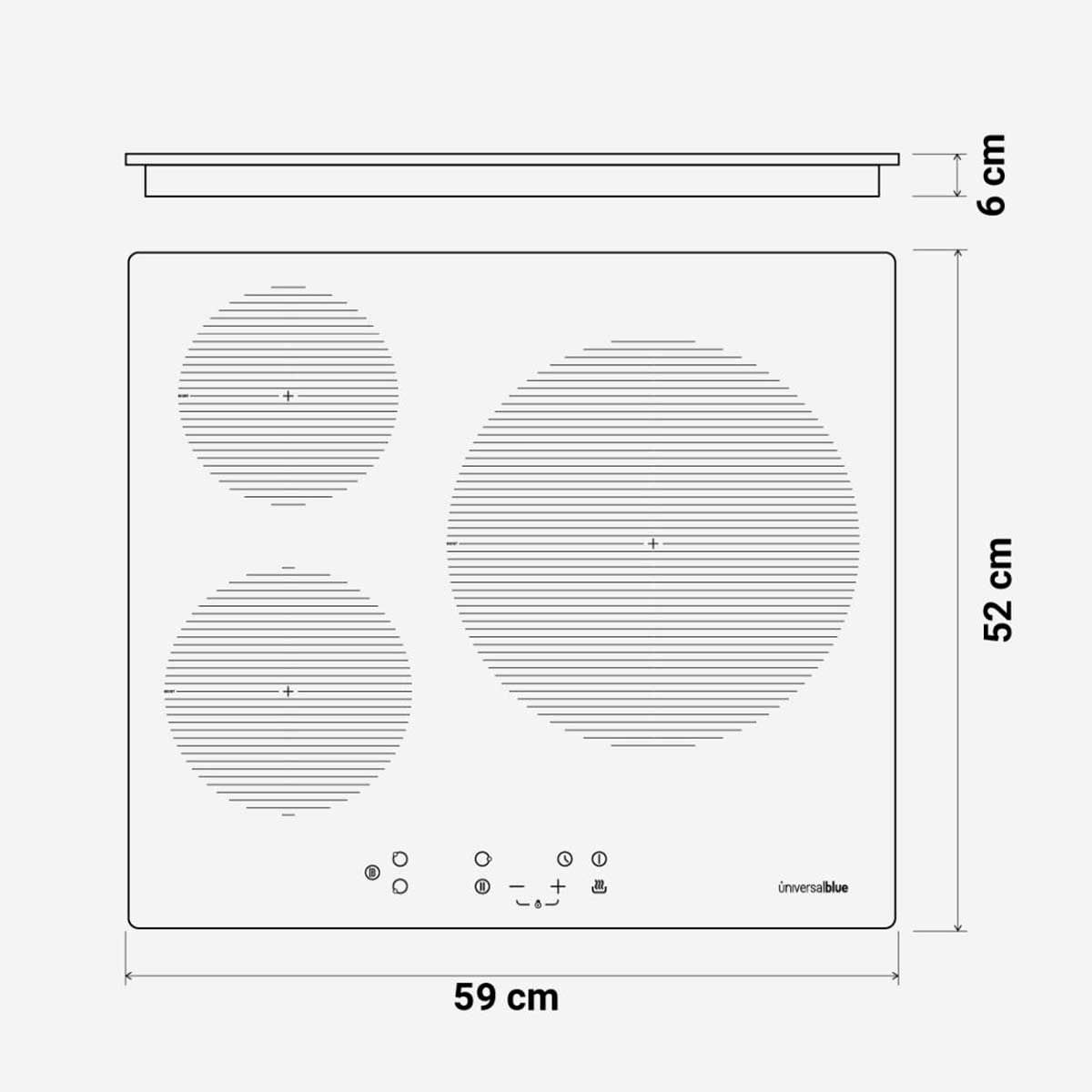Placa de inducción Meissa 6070B Universal Blue 7000W 3 zonas 59 cm 7