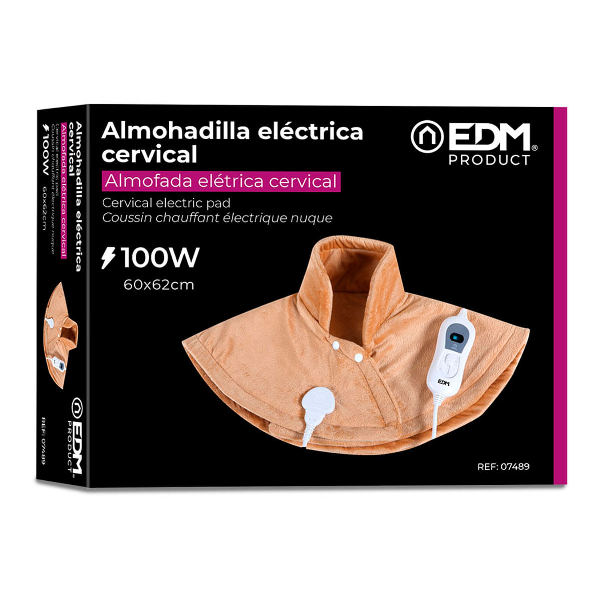 Manta eléctrica EDM 100W nuca y cervicales marrón 2