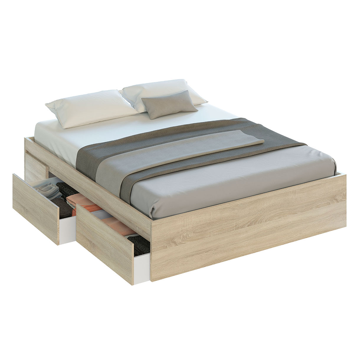Cama-Bed-4-cajones-roble-claro-37x156x196-cm