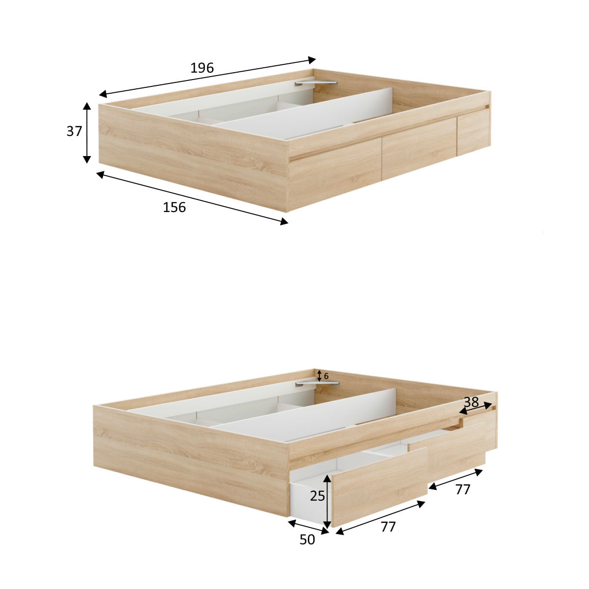Cama-Bed-4-cajones-roble-claro-37x156x196-cm