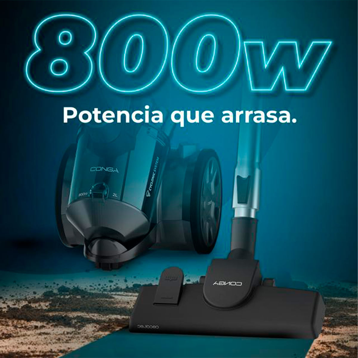 Aspirador de trineo Cecotec Conga Rockstar Multicyclonic Compact X-Treme 800W 20kPa 2L negro 2