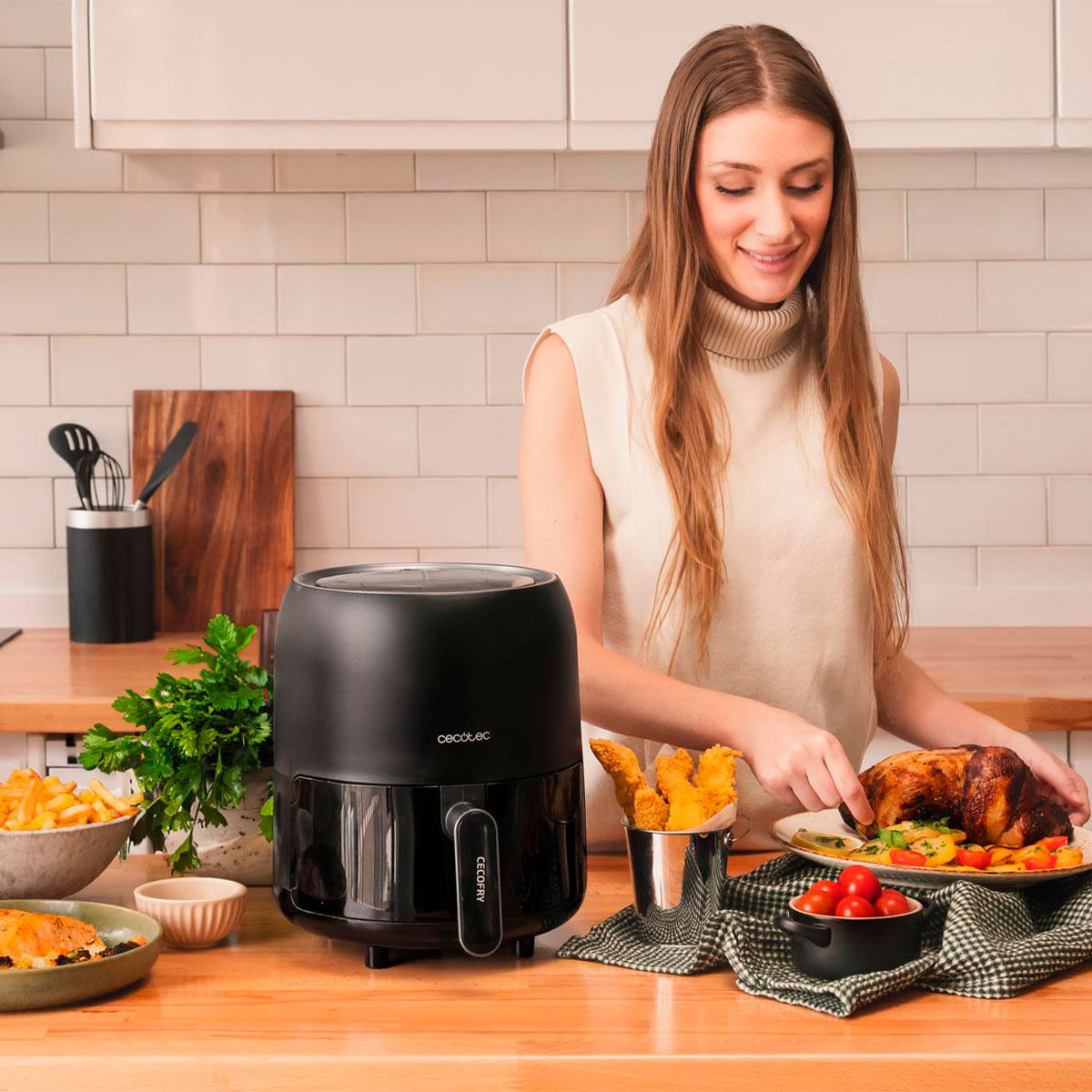 Freidora de aire Cecotec Cecofry Fantastik 3000 1000W 3L negro 4