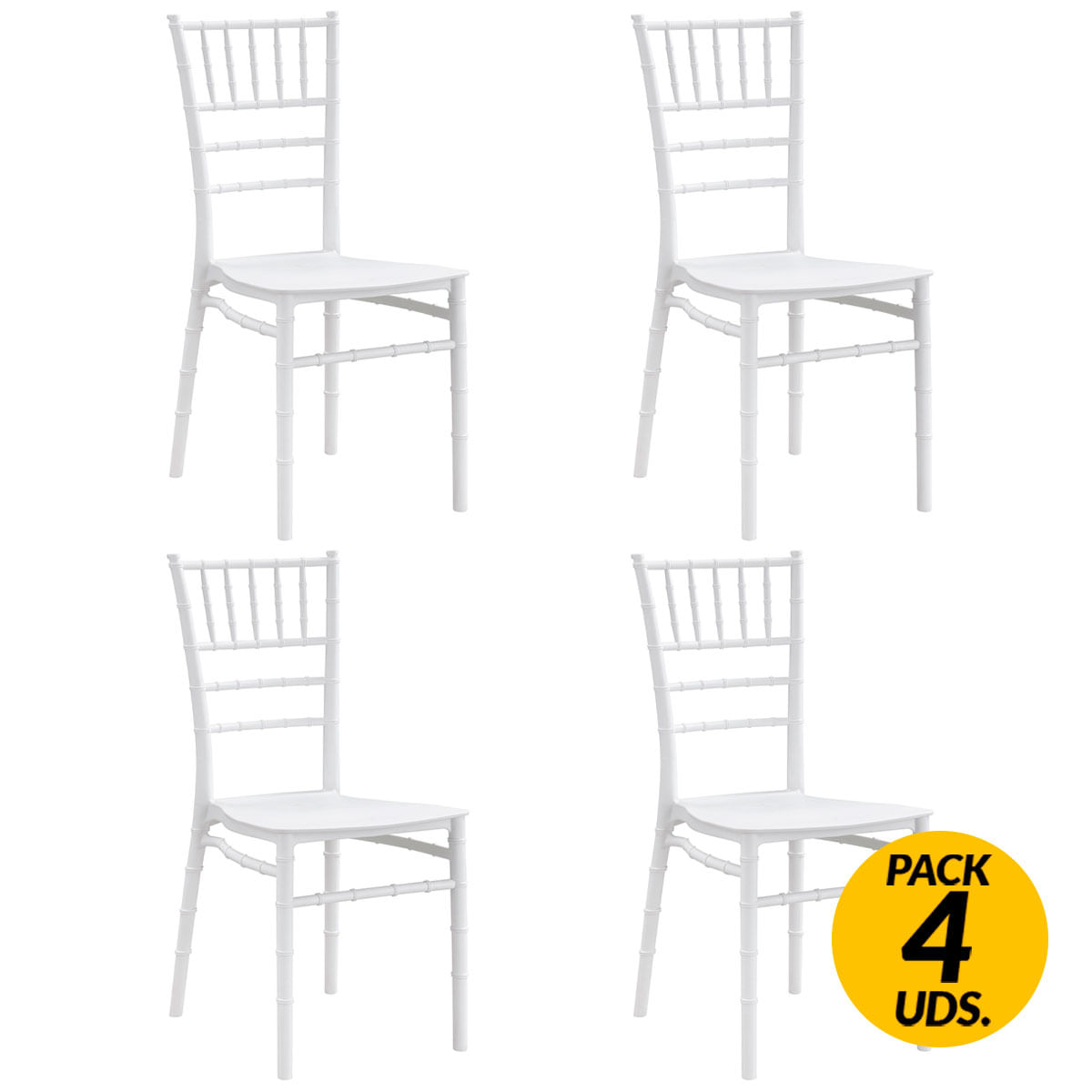 Pack de 4 sillas de comedor Tiffany uso interior y exterior blanco