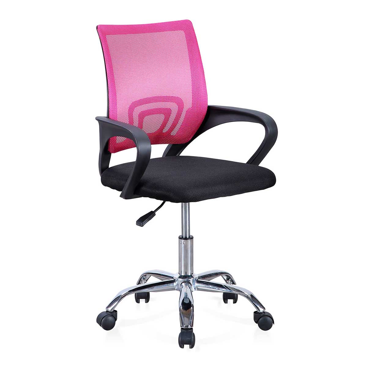 Silla de estudio Vita giratoria con altura regulable negro/rosa 90-102x60x60 cm 2