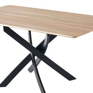 Mesa de comedor Zen  patas cruzadas roble/negro 75x140x80 cm