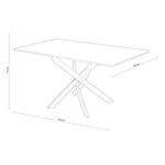 Mesa de comedor Zen  patas cruzadas roble/negro 75x140x80 cm medidas