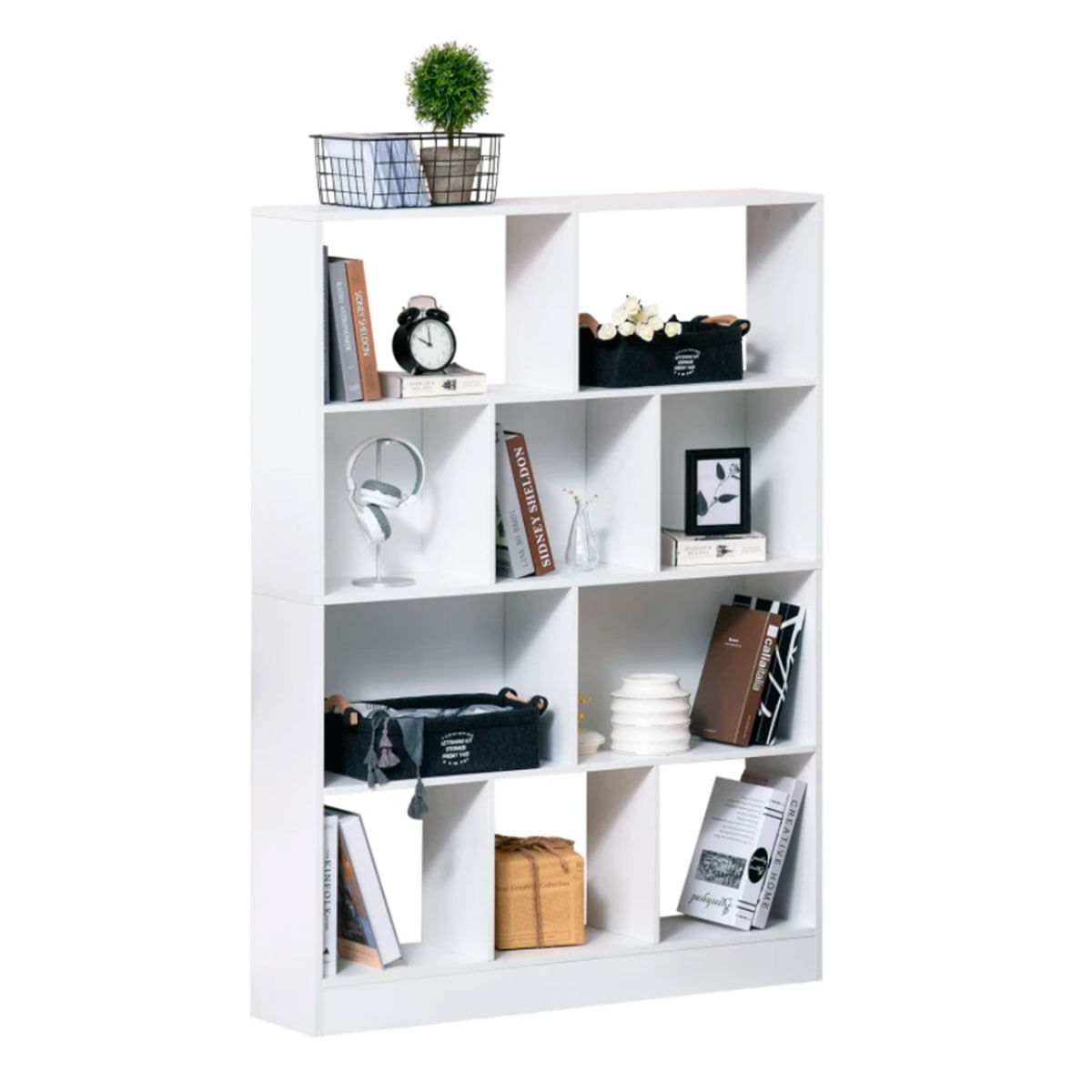estanteria-libreria-4-niveles-10-compartimentos-blanco-frente