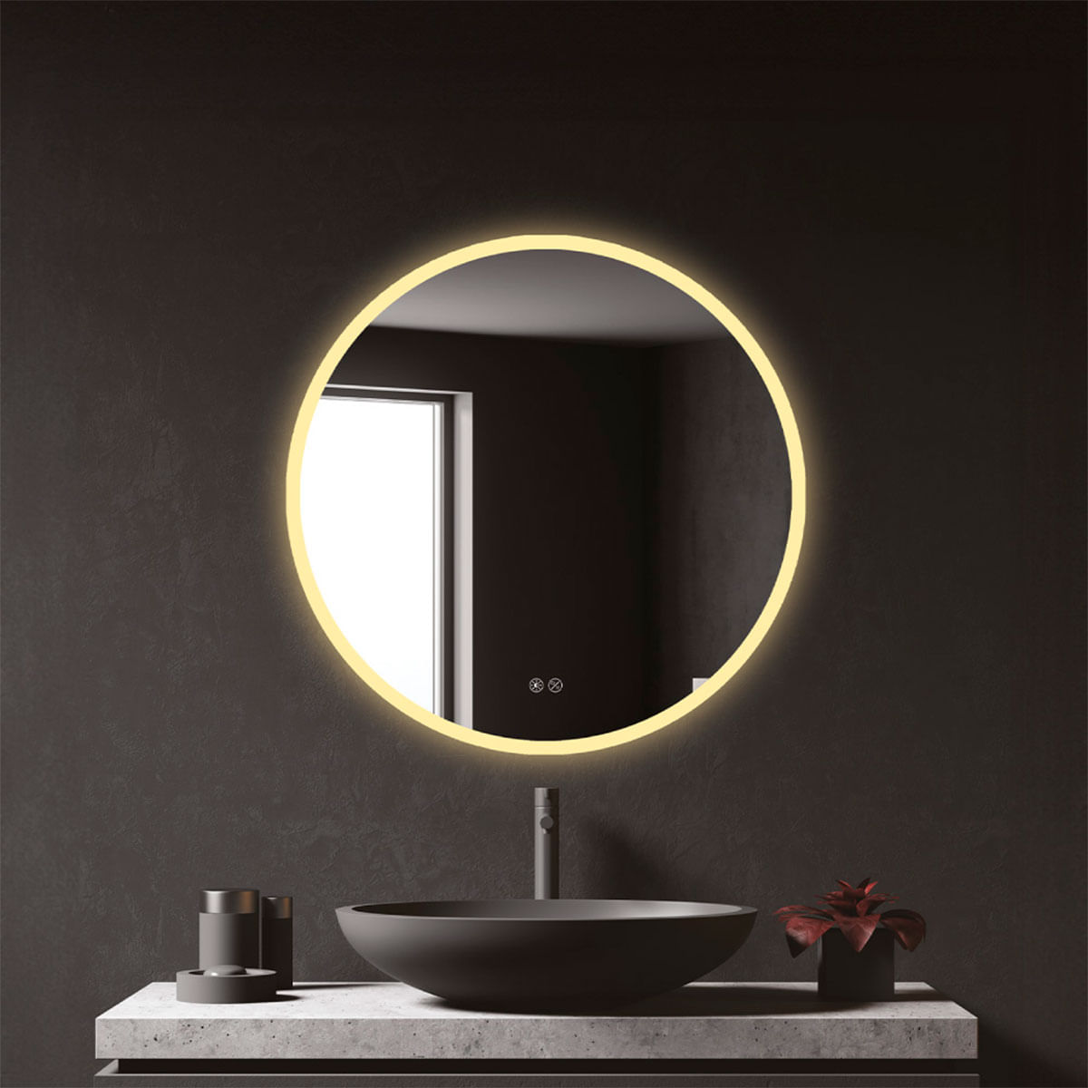 Espejo de baño EDM luz LED 20W forma circular Ø60 cm 3