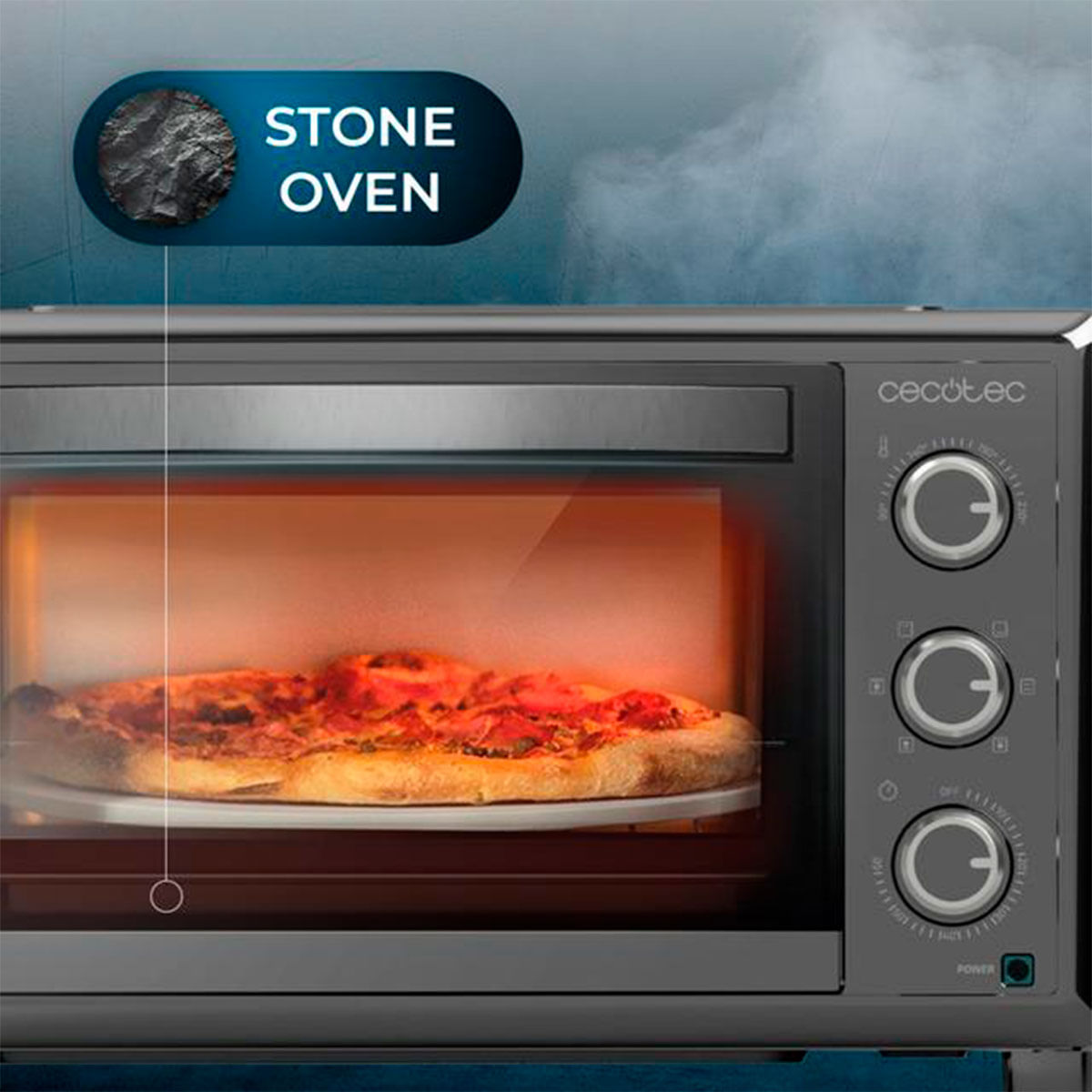 Horno de sobremesa Cecotec Bake&Toast 2600 4Pizza 1500W 26L piedra especial pizzas negro 4