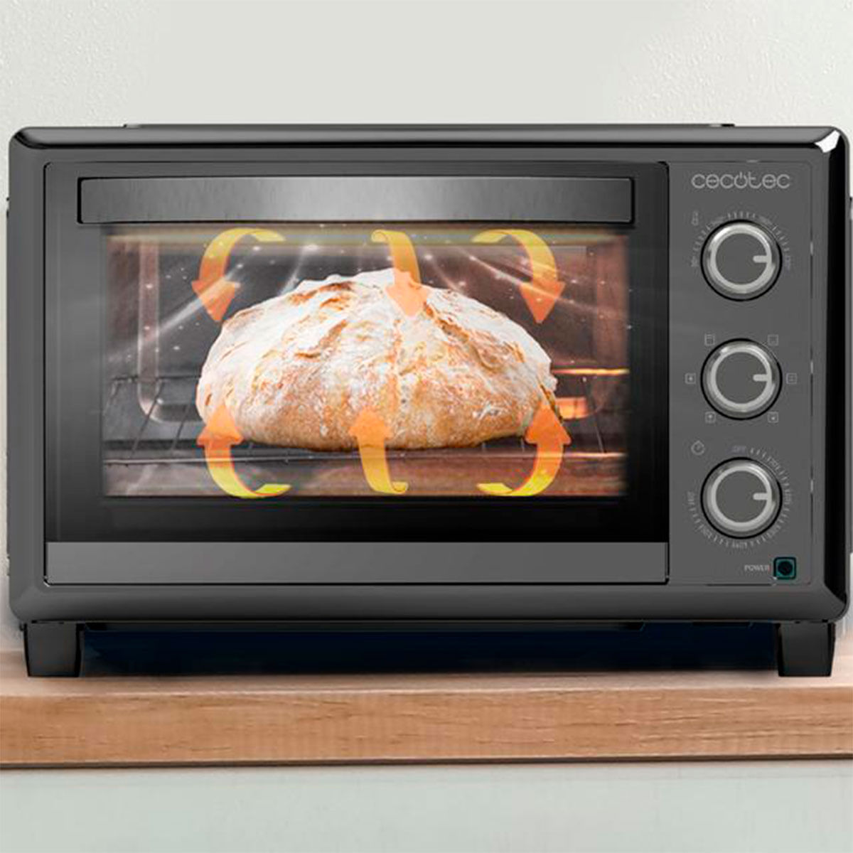 Horno de sobremesa Cecotec Bake&Toast 2600 4Pizza 1500W 26L piedra especial pizzas negro 6