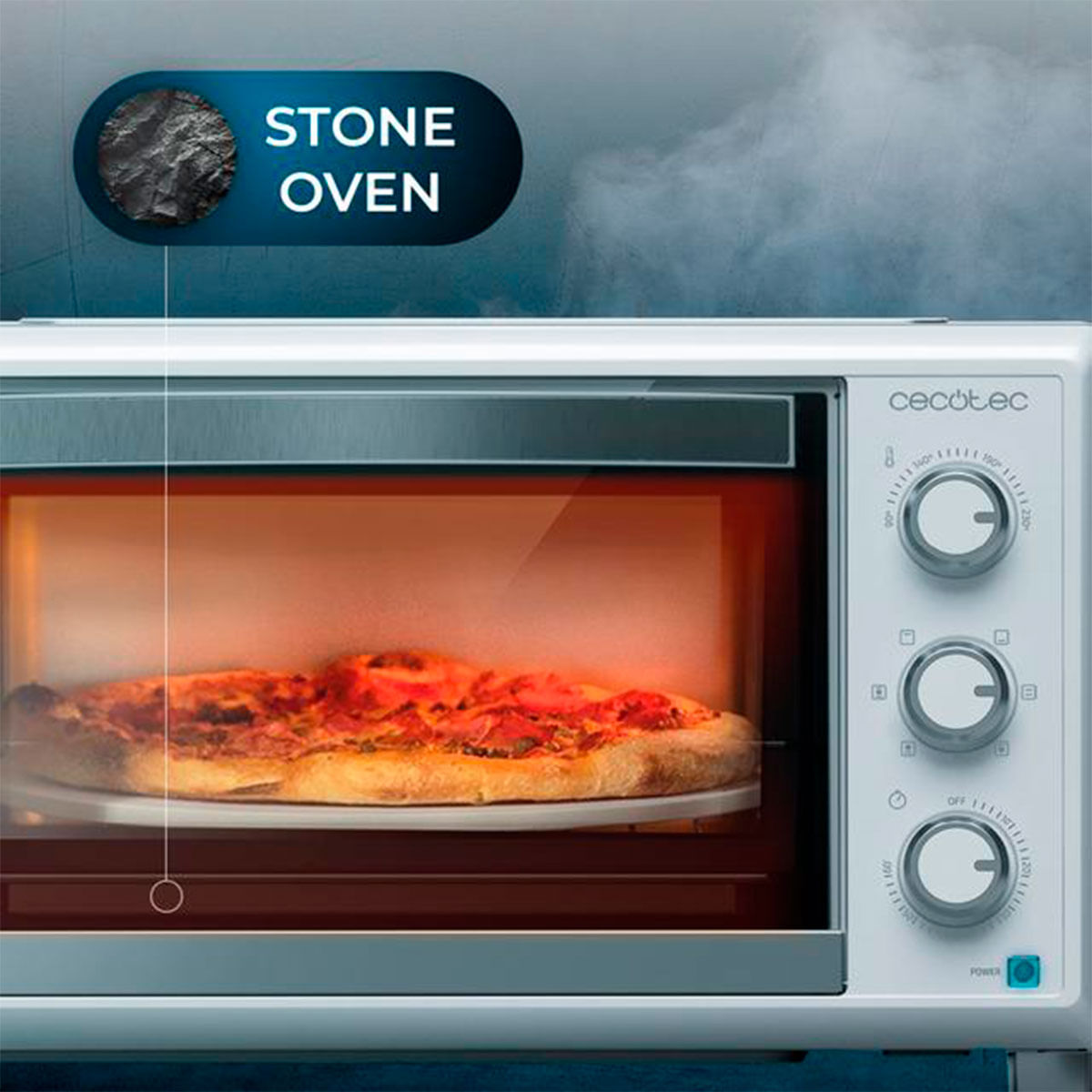 Horno de sobremesa Cecotec Bake&Toast 2600 4Pizza 1500W 26L piedra especial pizzas blanco 4